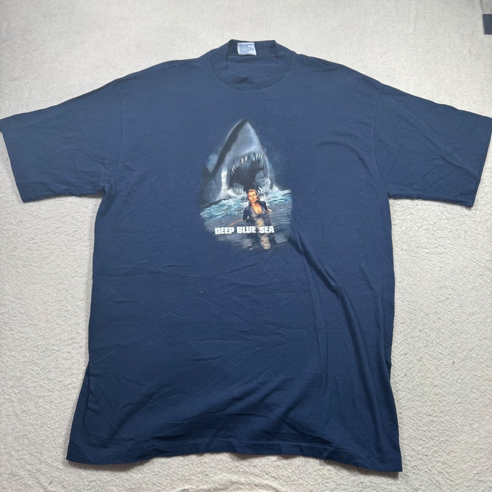 All Sport Deep Blue Sea T-Shirt Mens XL Navy 1999 Movie Promo Vintage 90s